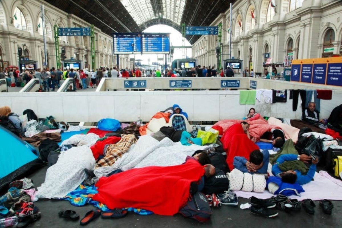 Flüchtlinge im Budapester Ostbahnhof Keleti